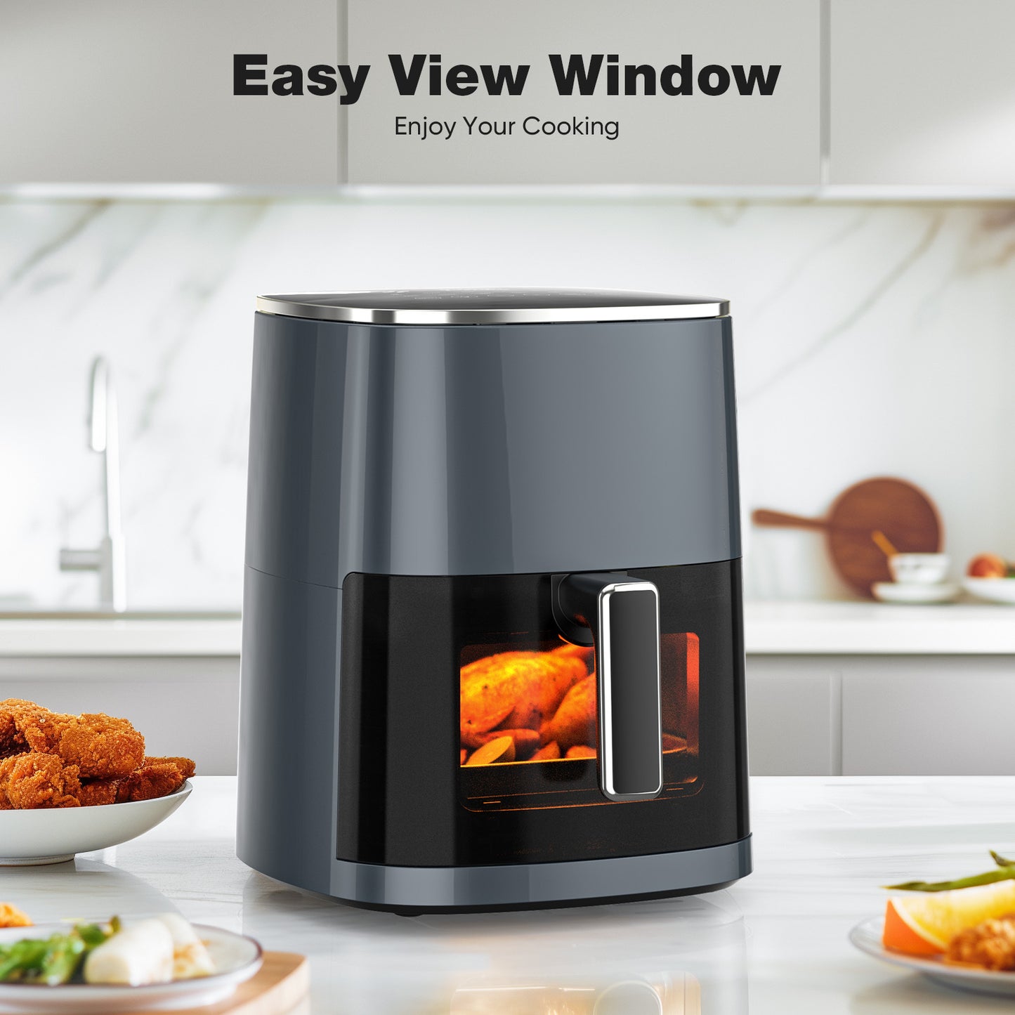 6 Quart Square Air Fryer – Air Fry, Roast, Bake, Steam, Reheat, Dehydrate