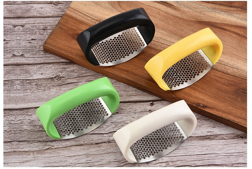 Stainless Steel Kitchen Garlic Press – Manual Masher for Home Cooking