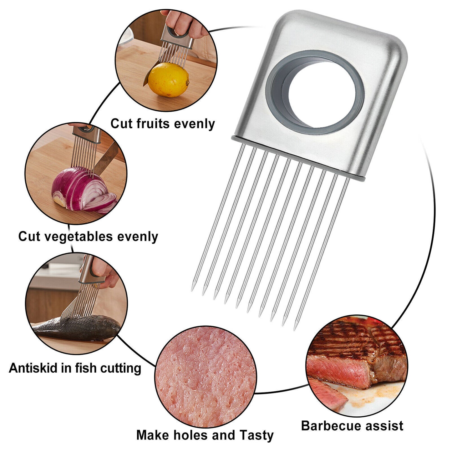 Vegetable Slicer Tool – Onion & Tomato Holder, Stainless Steel