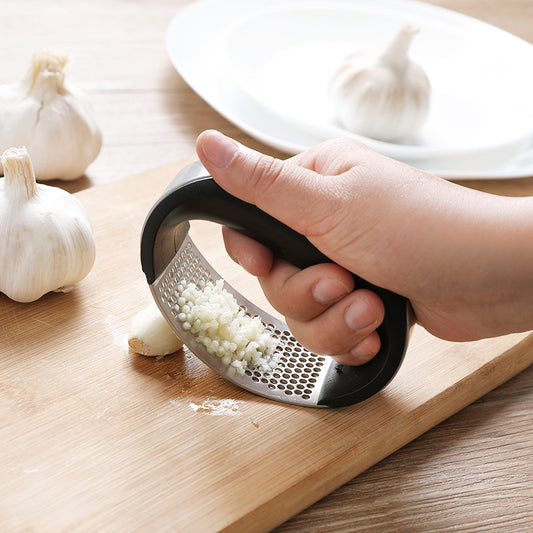 Stainless Steel Kitchen Garlic Press – Manual Masher for Home Cooking