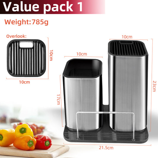 Drainable Knife & Chopping Board Holder – Kitchen Organizer
