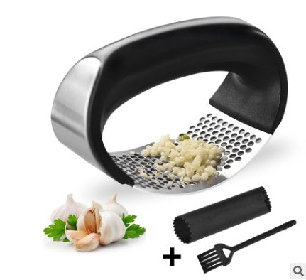 Stainless Steel Kitchen Garlic Press – Manual Masher for Home Cooking