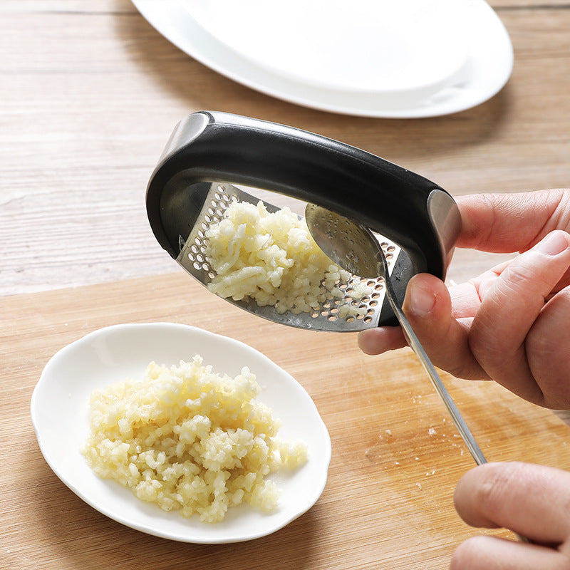 Stainless Steel Kitchen Garlic Press – Manual Masher for Home Cooking
