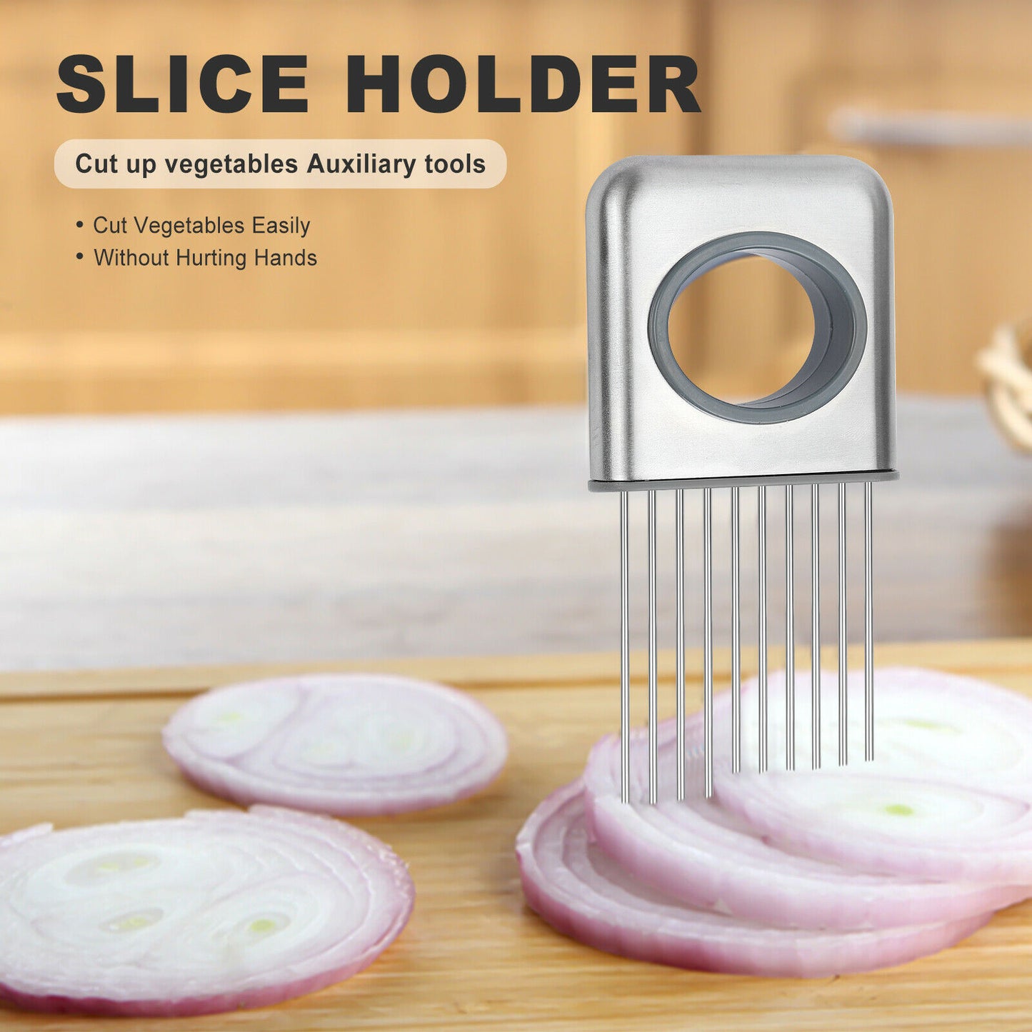 Vegetable Slicer Tool – Onion & Tomato Holder, Stainless Steel