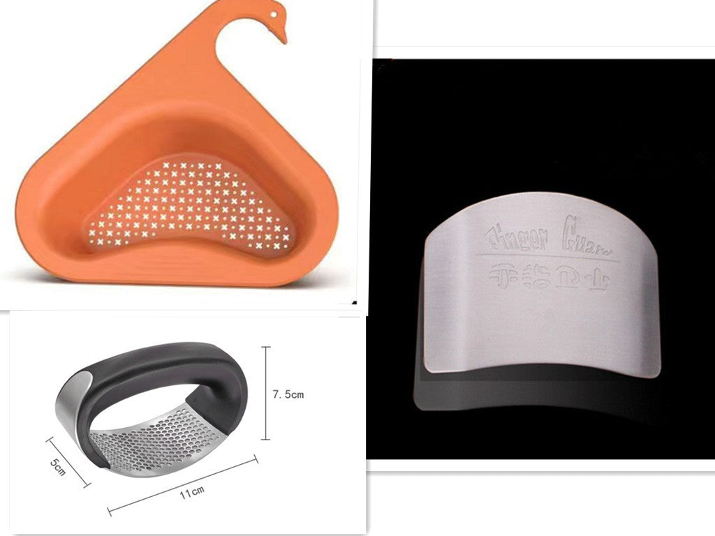 Stainless Steel Kitchen Garlic Press – Manual Masher for Home Cooking